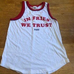Pink “In Fries We Trust” tank top very nice Sz XS